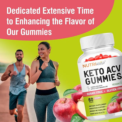 Keto ACV Gummy - Sugar-Free Gluten Free Pro Active Super Apple Cider Vinegar Supplement for Men Women - Support Digestion Hair Skin (1200MG)
