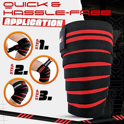 Knee Wraps For Weightlifting (pair) for Men & Women Best for Cross Trainings and Leg Press,Gym Wraps for Workout,Powerlifting & Fitness Squats Flexible Knee Strap (RED/BLACK)