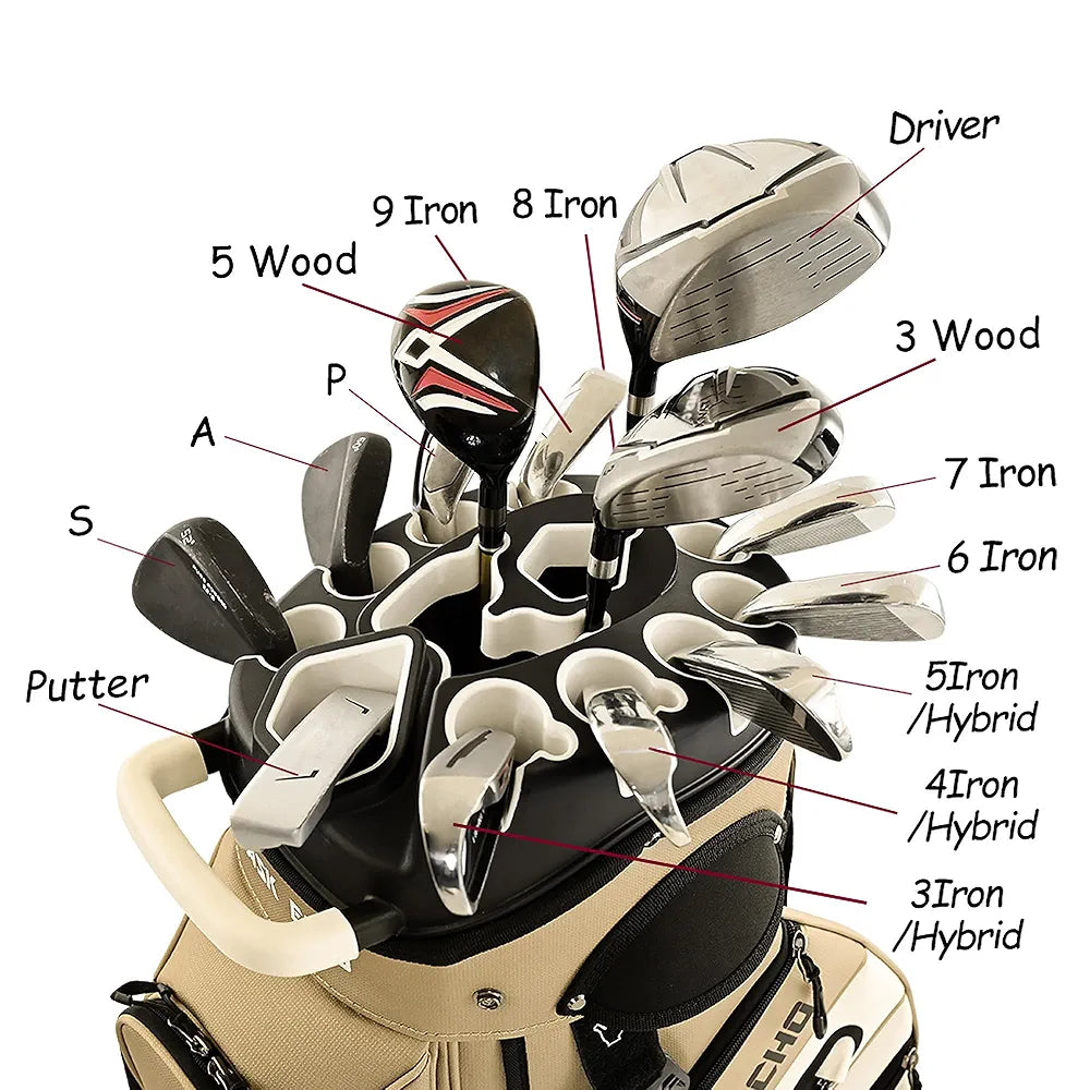 ASK ECHO 2024 T-Lock Golf Cart Bag with 14 Way Organizer Divider Top, Premium Cart Bag with Handles and Rain Cover, for Men