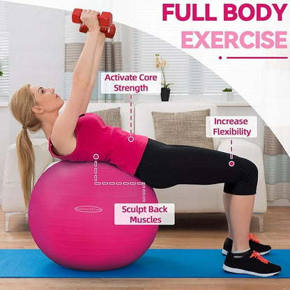 Anti-Burst and Slip Resistant Exercise Ball Yoga Ball 2,000-Pound Capacity,