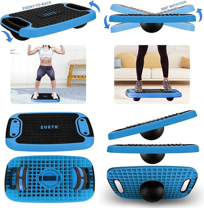4-In-1 Aerobic Balance Board and Step Up Exercise Platform - Adjustable Multifunctional Balance Board Slant Board, Steppers for Exercise - Home Workout Non Slip Stepper Platform