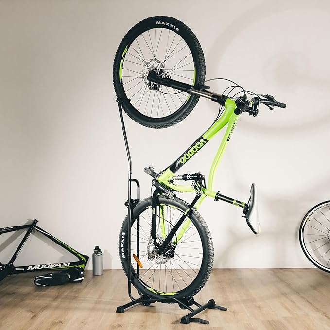 CyclingDeal Upright Bike Stand Floor - Vertical & Horizontal Bicycle Stand Bicycle Storage - Safe & Secure Bike Storage Rack - for Wheels Sizes up to 29" - Bike Rack Garage Bicycle Rack - Classic