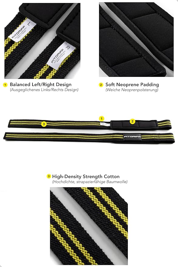 Fitgriff® Lifting Wrist Straps for Weightlifting, Gym, Deadlift, Workout (Made of Premium Cotton & Padded) - Men & Women