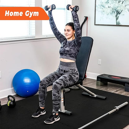 SUPERJARE 0.4 Inch Gym Flooring for Home Gym 24 Tiles 24" x 24" Workout (96 sqft)