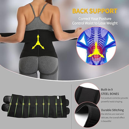 KIWI RATA Neoprene Sauna Waist Trainer Corset Sweat Belt for Women Compression Cincher Band Workout Fitness Back Support