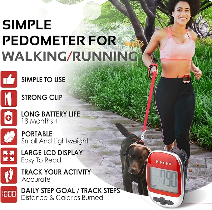 PINGKO Outdoor Multi-Function Portable Sport Pedometer Step/Distance/Calories/Counter