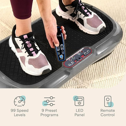 Lifepro Waver Vibration Plate Exercise Machine – High-Intensity Vibration for Muscle Activation, Full-Body Workout Vibrating Platform with Loop Bands, Fitness Equipment for Strength Toning & Fat Loss