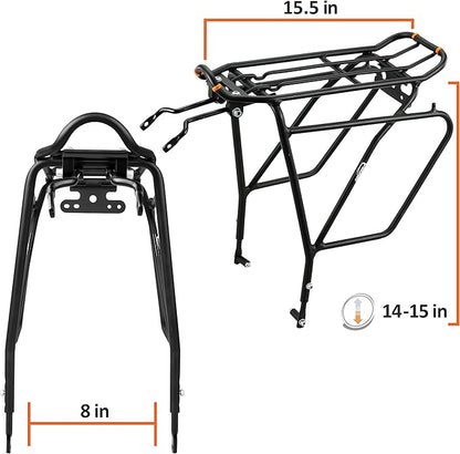 Ibera Bike PakRak Clip-On Commuter Bag & Touring Carrier Plus+ Rack (Disk Brake Mounts) Combo Set