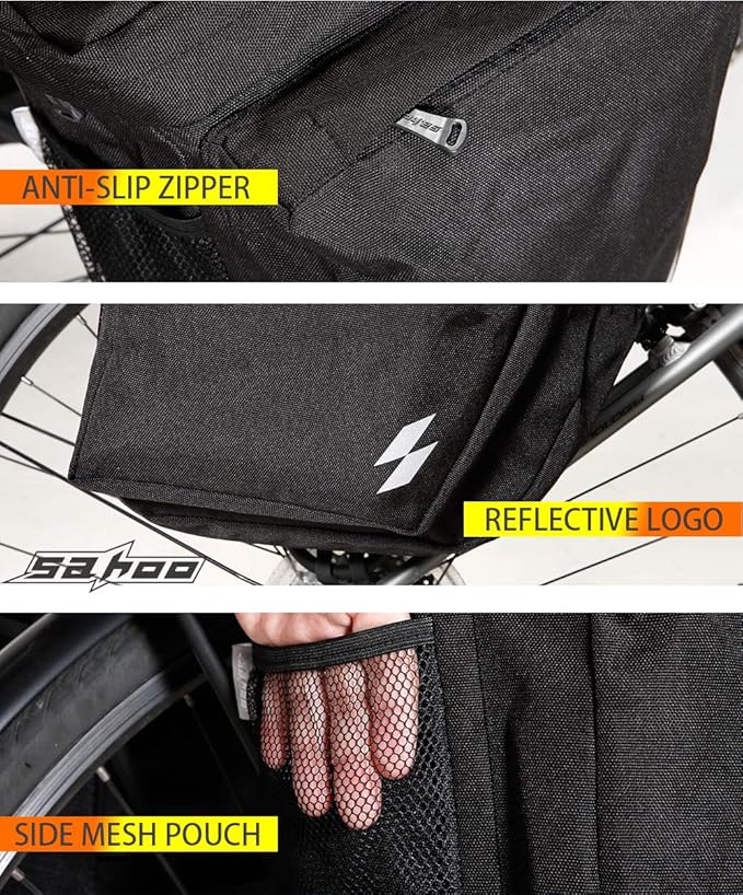 Bike Rack Pannier Bag 3 in 1 Rear Rack Carrier Trunk Bag, Water Resistance 37L Large Capacity Bike Rear Panniers