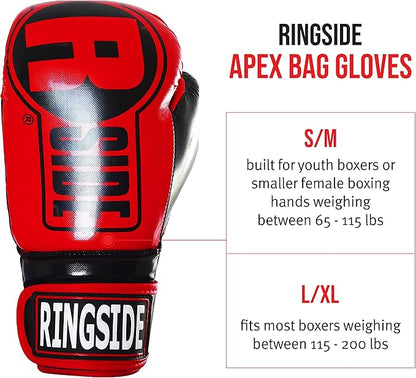 Ringside Apex Bag Gloves, IMF-Tech Boxing Gloves with Secure Wrist Support, Synthetic Boxing Gloves for Men and Women