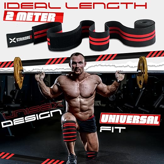 Knee Wraps For Weightlifting (pair) for Men & Women Best for Cross Trainings and Leg Press,Gym Wraps for Workout,Powerlifting & Fitness Squats Flexible Knee Strap (RED/BLACK)