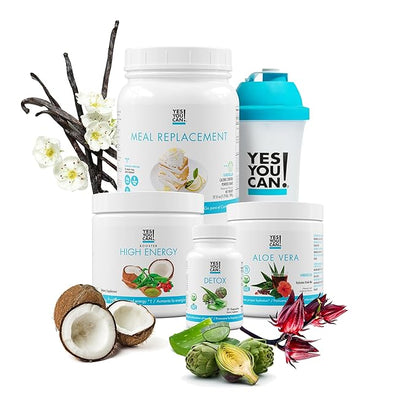 Yes You Can! Detox Plus Kit (Meal Replacement Vanilla, Aloe Vera Hibiscus) - Complete Meal Replacement Powder, High Energy Shake Booster, Aloe Vera Detox Supplement, Health Transformation