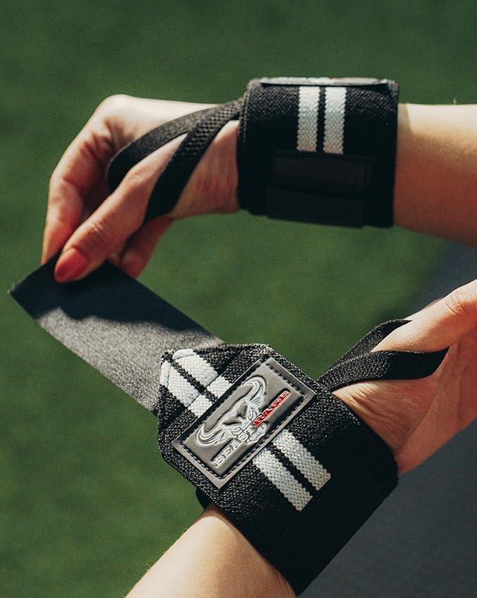 BEAST RAGE Wrist Wraps for Weightlifting - Adjustable Lifting Straps With Thumb Loop for Enhanced Gym Support, Powerlifting, Bodybuilding and Workout