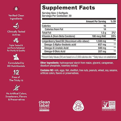 HUM Arctic Repair - Clear Skin Supplement with Vitamins A & E, Omegas 3, 6 & 9, and Lingonberry Seed Oil to Help Reduce Appearance of Wrinkles, Rejuvenate & Hydrate Skin (90-Count)