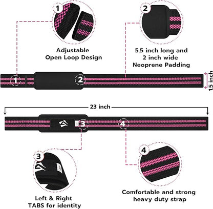 Lifting Wrist Straps for Weightlifting, Powerlifting & Deadlifts – 23” Neoprene Padded Cotton Straps for Strength Training & Gym Workouts - Maximum Grip Support for Men & Women