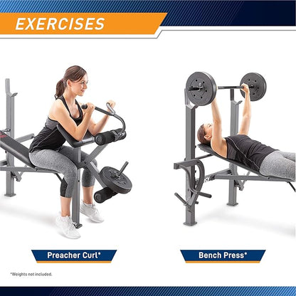 Marcy Standard Weight Bench Incline with Leg Developer MD-389