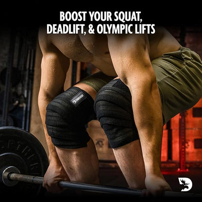 USPA Approved 78” Knee Wraps for Weightlifting Men & Women (Pair) - Premium Cotton Straps for Joint Stability & Pain Relief - Adjustable Fit Gym Knee Wrap Support for Powerlifting, Leg Press & Squats