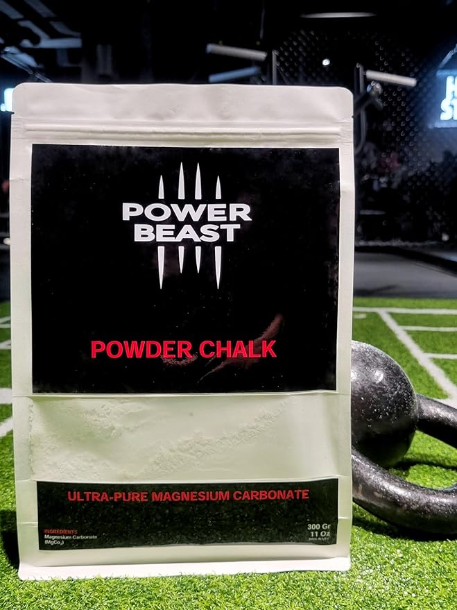 POWER BEAST Powder Chalk Gym 300 Gr-10.58 Oz, Gym Chalk, Magnesium Carbonate for Better Grip, Weightlifting, Rock Climbing, Gymnastics, Bouldering, Weightlifting, Pool Billiards.