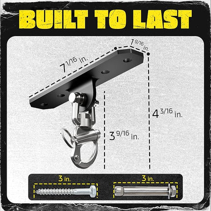 Yes4All Wall Ceiling Mount Hook 360° Rotation, 600 lbs Capacity Punching Bag Hangers, Heavy Bag Mount for Yoga, Chair, Boxing Bag, Indoor & Outdoor Gym - Smart Design, Easy to Use, Fit Most Ceiling