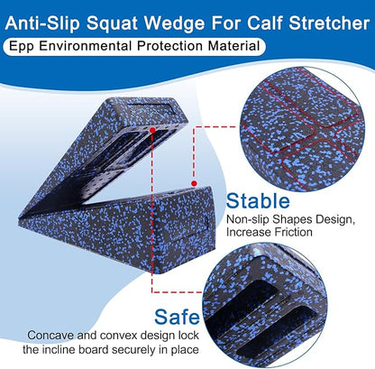 Slant Board Squat Wedge for Calf Stretching，3 Pcs 12" x 6.3" Foot Stretcher Balance Board for Plantar Fasciitis, Adjustable Foam Slant Board Wedge Great for Exercises