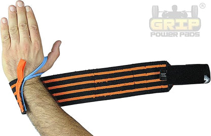 Grip Power Pads Wrist Wraps 2 Wraps for Weight Lifting Wrist Support Cotton Wraps Gym Bandage Straps for Men & Women Premium Quality & PRO Rubber