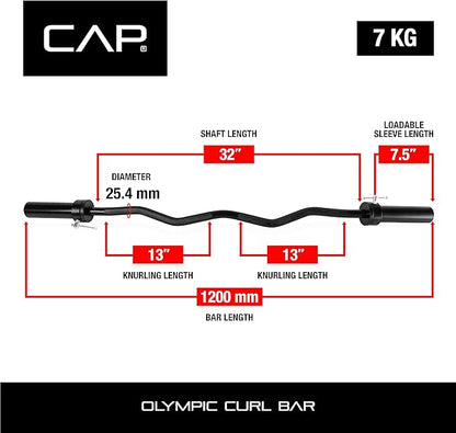 CAP Barbell Olympic EZ Curl Bar 47-Inch (OBIS-47B) (OBIS-47B)