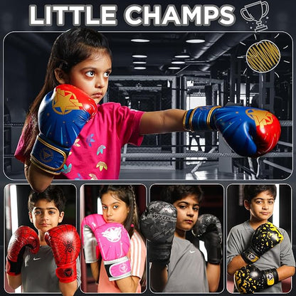 WYOX Kids Boxing Gloves 4oz 6oz 8oz – Youth Punching Gloves for Boys & Girls Ages 3–15 – Sparring Gloves for Punching Bag, Kickboxing, Muay Thai, MMA – Boxing Gloves for Kids Training Set
