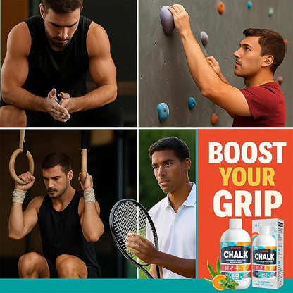AloeGrip Liquid Chalk – 5 oz Grip Enhancer with Aloe Vera, Citrus & Mint Scent – Quick-Dry, Low Residue, Long-Lasting – for Gymnastics, Weightlifting, Rock Climbing, Cheerleading
