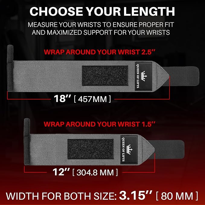 TECEUM Weightlifting 18" & 12" Wrist Wraps with Thumb Loop – Heavy Duty Wrist Workout Braces for Men and Women – Ideal for Powerlifting, Strength Training, Bodybuilding