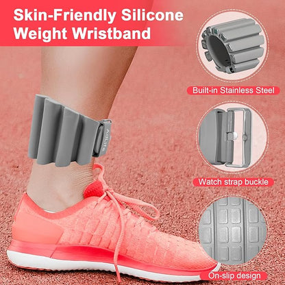 ADLIFE Adjustable Wrist Ankle Weights for Women Men Kids, 2 Lbs Wearable Arm Leg Weights Set of 2(1 Lb Each), Weighted Wristbands Exercise Weights for Walking Running Pilates Yoga Home Gym Workout