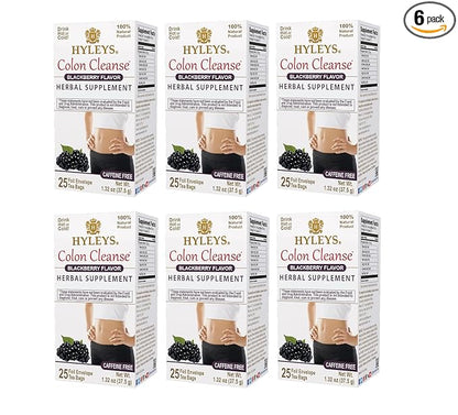 Hyleys Colon Cleanse Tea Blackberry Flavor (6 Pack - 150 Tea Bags Total)