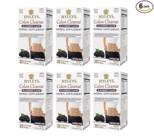 Hyleys Colon Cleanse Tea Blackberry Flavor (6 Pack - 150 Tea Bags Total)