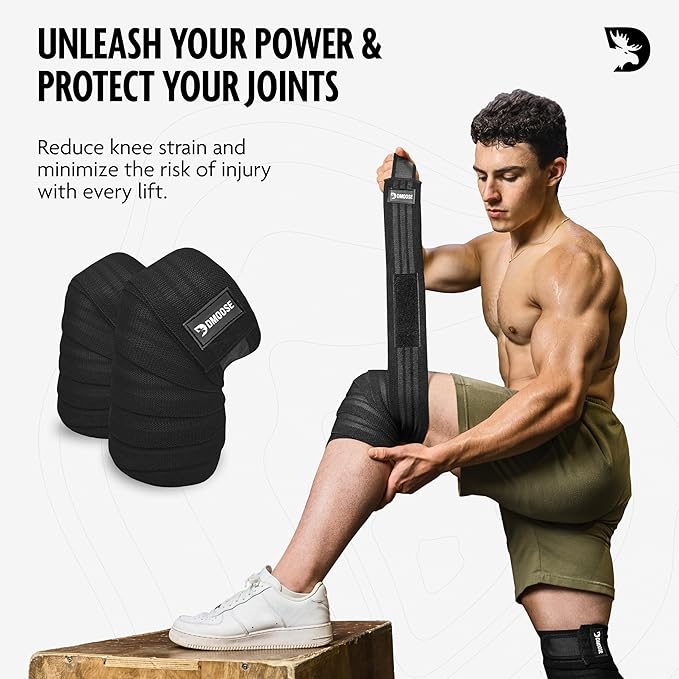 USPA Approved 78” Knee Wraps for Weightlifting Men & Women (Pair) - Premium Cotton Straps for Joint Stability & Pain Relief - Adjustable Fit Gym Knee Wrap Support for Powerlifting, Leg Press & Squats