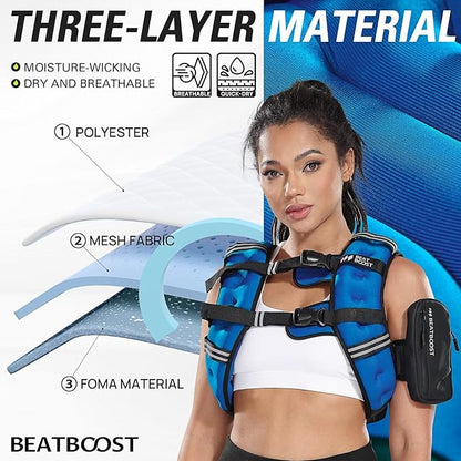 Weighted Vest for Women Men BeatBoost 5 10 15 20 25 30 lb Weight Vest with Ironsand for Walking Strength Training Running Workout