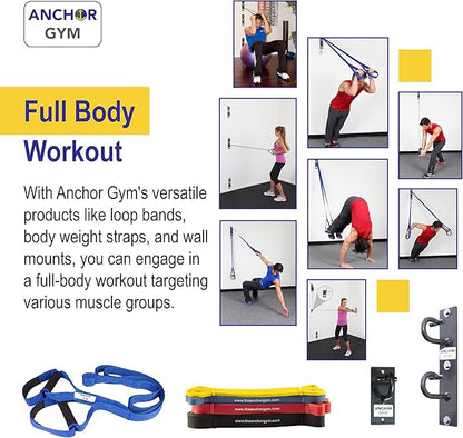 Anchor Gym Core Station - Wall Mount Workout Anchors for Resistance Band, Three Units with Two Hooks for Exercise Bands, Body Weight Straps, Strength Training & Home Gym - (Screws Included)