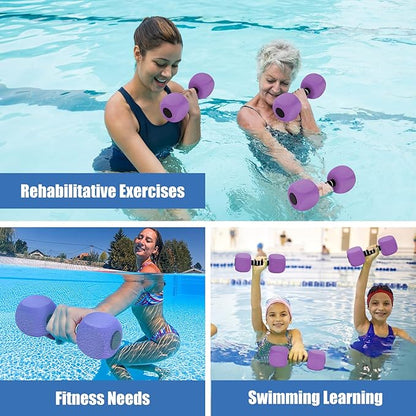 Water Dumbbells, 2Pack Aquatic Exercise Dumbbells, EVA Foam Barbells for Men Women Water Workouts