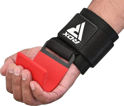 RDX Weight Lifting Hooks Straps Pair, Non-Slip Rubber Coated Grip, 7mm Neoprene Padded Wrist Wrap Support Powerlifting Deadlift Pull Up Fitness Strength Training, Gym Bodybuilding Workout, Men Women
