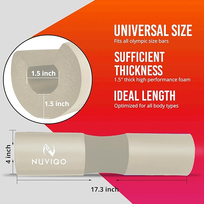 Barbell Pad Squat Pad for Lunges and Squats - Hip Thrust Pad for Standard and Olympic Bars - Provides Cushion to Neck and Shoulders While Training