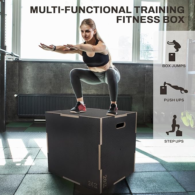 Signature Fitness 3 in 1 Non-Slip Wooden Plyo