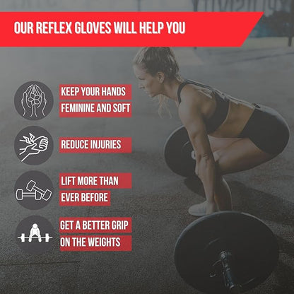 Reflex Workout Gloves for Women - Gym Gloves for Women Into Weights, HIIT, Strength Training - Weightlifting Gloves for Women with Full Palm Protection