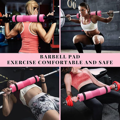 Barbell Pad Set,10 Pcs Barbell Pads for Hip Thrust Squat & Lunges Support,with 2 Workout Ankle Straps, 2 Gym Straps Weight Lifting, 2 Gym Gloves, Resistance Band, Olympic Bar Pad,Carry Bag