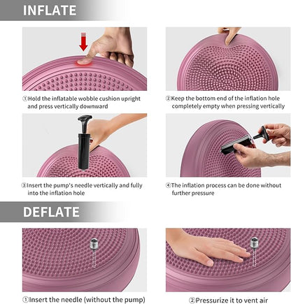 Inflated Wobble Cushion,Dyna Disc,Circular Non-slip Texture for Comfortable Sitting,Wiggle Seat to Improve Posture, Fitness, Stability for Sensory Kids Adults,Balance Seat with Pump for Core Strength