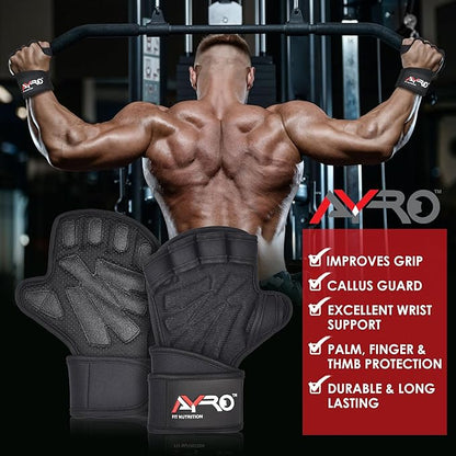 AYRO Ventilated Weightlifting Workout Gloves for Men & Women, Gym Gloves with Built-in Wrist Wraps for Men & Women-Best for Weightlifting, Gym Fitness, Hand Support & Cross Training