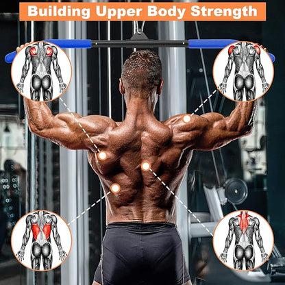SERTT 39.37 Inch LAT Pulldown Bar Attachment for Pulley Cable Machine, Curl Tricep Press Down Bar with Rubber Handle, LAT Pull Down Bar Accessories for Gym, Strength Workout, Muscle Building