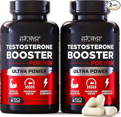Testosterone Booster - Testosterone Supplement for Men - Workout Supplement for Muscle Growth, Libido, Stamina, Strength, Endurance - Male Enhancing Supplement Pills - Men's Test Booster - Tongkat Ali