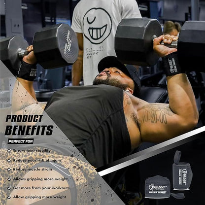 Wrist Wraps for Weightlifting 18” Premium Quality Wrist Support for Bodybuilding Heavy Duty Thumb Loop Powerlifting, Strength Training for Men and Women