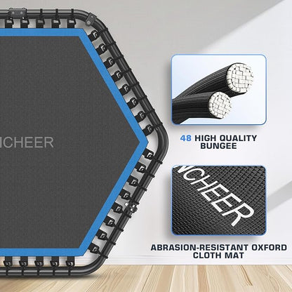ANCHEER 50" Rebounder Trampoline for Adults- 2025 Foldable Mini Trampoline with Bar- Exercise Trampoline for Adults, Max Load 450lbs/550lbs, for Indoor/Garden Workout