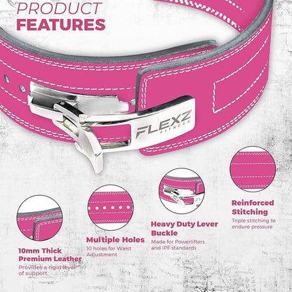 Flexz Fitness Lever Weight Lifting Belt Leather - 10MM 13MM 13MM Powerlifting
