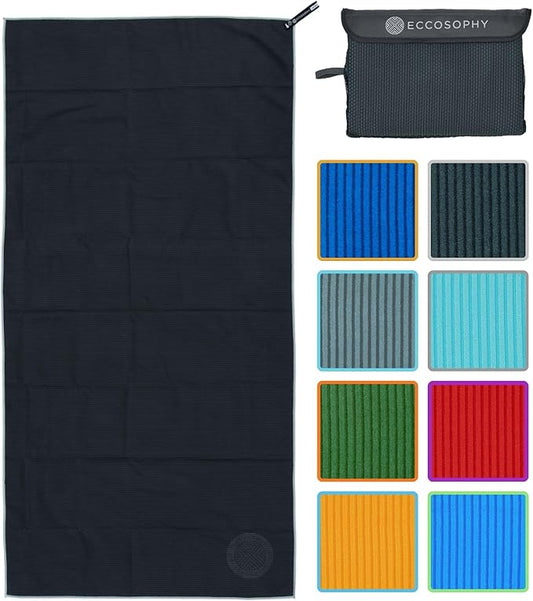 ECCOSOPHY Microfiber Gym Towel for Working Out - (71x35-Black)