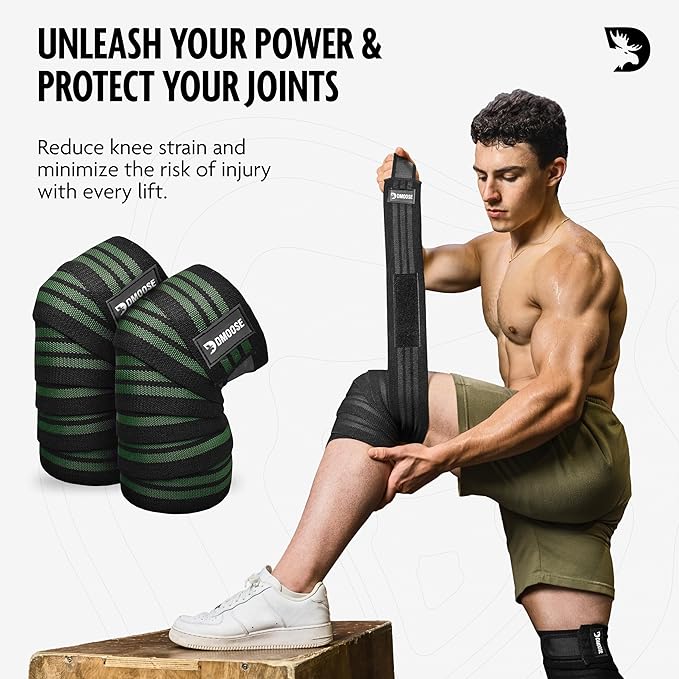 USPA Approved 78” Knee Wraps for Weightlifting Men & Women (Pair) - Premium Cotton Straps for Joint Stability & Pain Relief - Adjustable Fit Gym Knee Wrap Support for Powerlifting, Leg Press & Squats